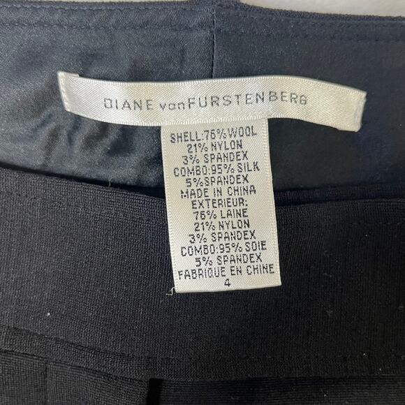 Diane Von Furstenberg Black Wool/Silk Lining Flare Pants Work City Preppy sz 4 - Picture 4 of 8